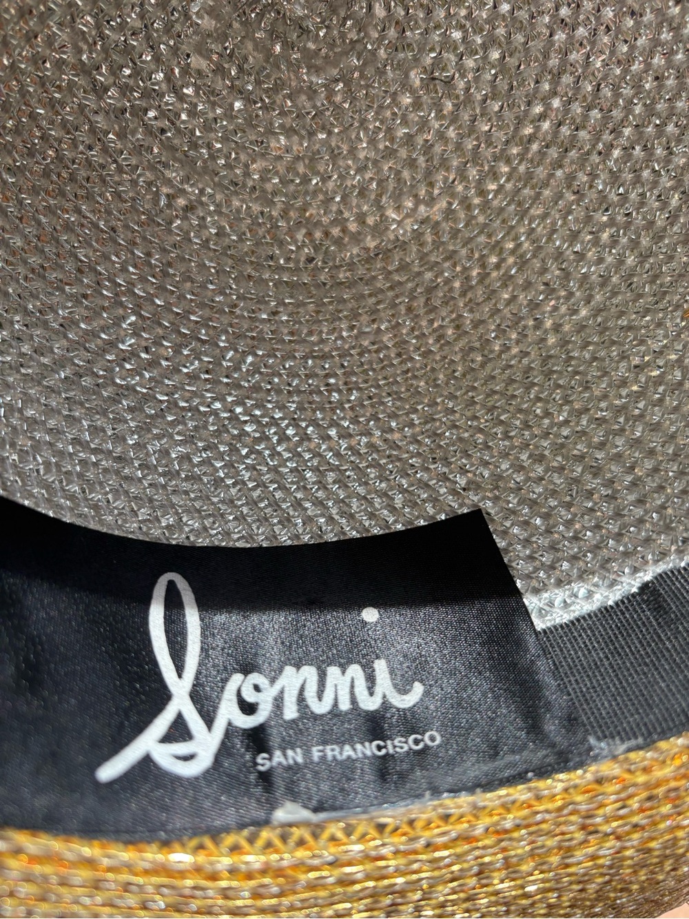 Rare Vintage Sonni Gold Silver Sequin Hat 👒 with Silver Bow WOW! - Picture 7 of 10